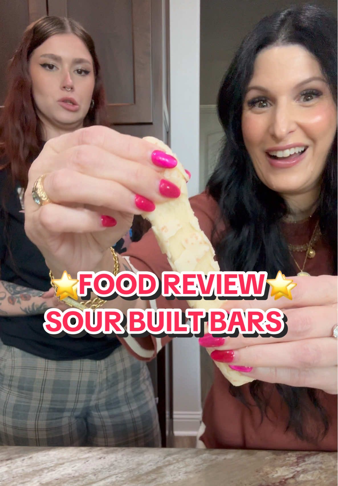 ⭐️FOOD REVIEW⭐️ IF ADDING CHAMOY & CHILI POWDER TO OUR SOUR BUILT BARS IS WRONG- THAN WE DON’T WANT TO BE RIGHT! #tiktokcreatorpicks #swedishcandy #sour #builtbar #proteinbar 