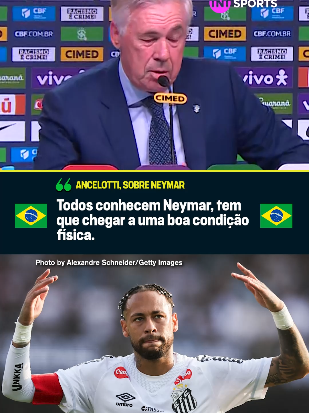NEYMAR AINDA PRECISA DE BOA CONDIÇÃO FÍSICA! 🚑🇧🇷 Carlo Ancelotti explicou o motivo de Neymar estar fora da lista de convocados para as Eliminatórias: o camisa 10 do Santos foi diagnosticado com um edema na coxa e não está no melhor momento físico para jogar. Vai fazer falta? #SeleçãoBrasileira #FutebolBrasileiro #foryoupage #tiktokfutebol #futebol #neymar