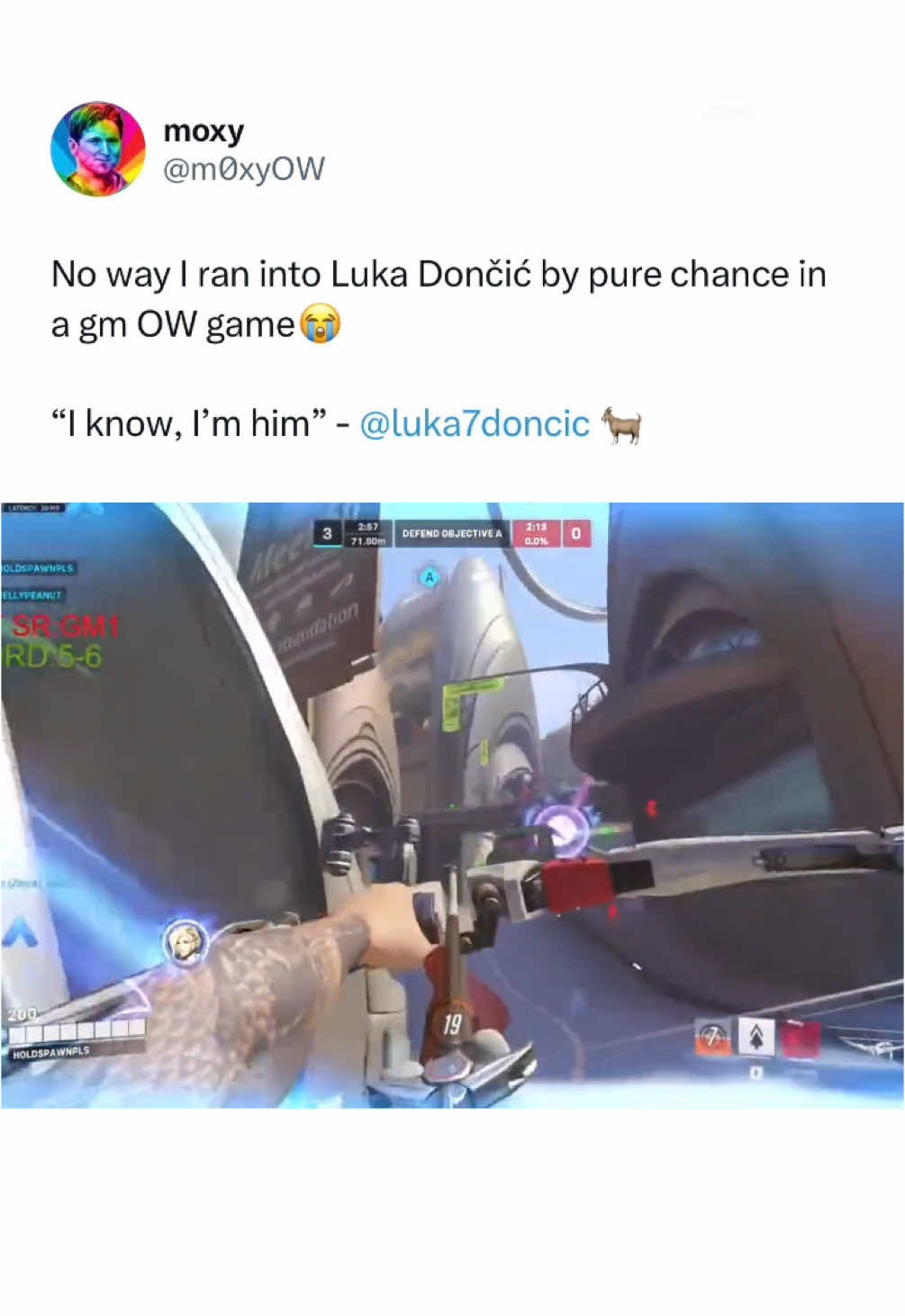 Never forget when these guys randomly found Luka playing Overwatch 😅 (m0xyOW/x) #gaming #overwatch2 #overwatch #luka #lukadoncic #GamingOnTikTok #lakers 