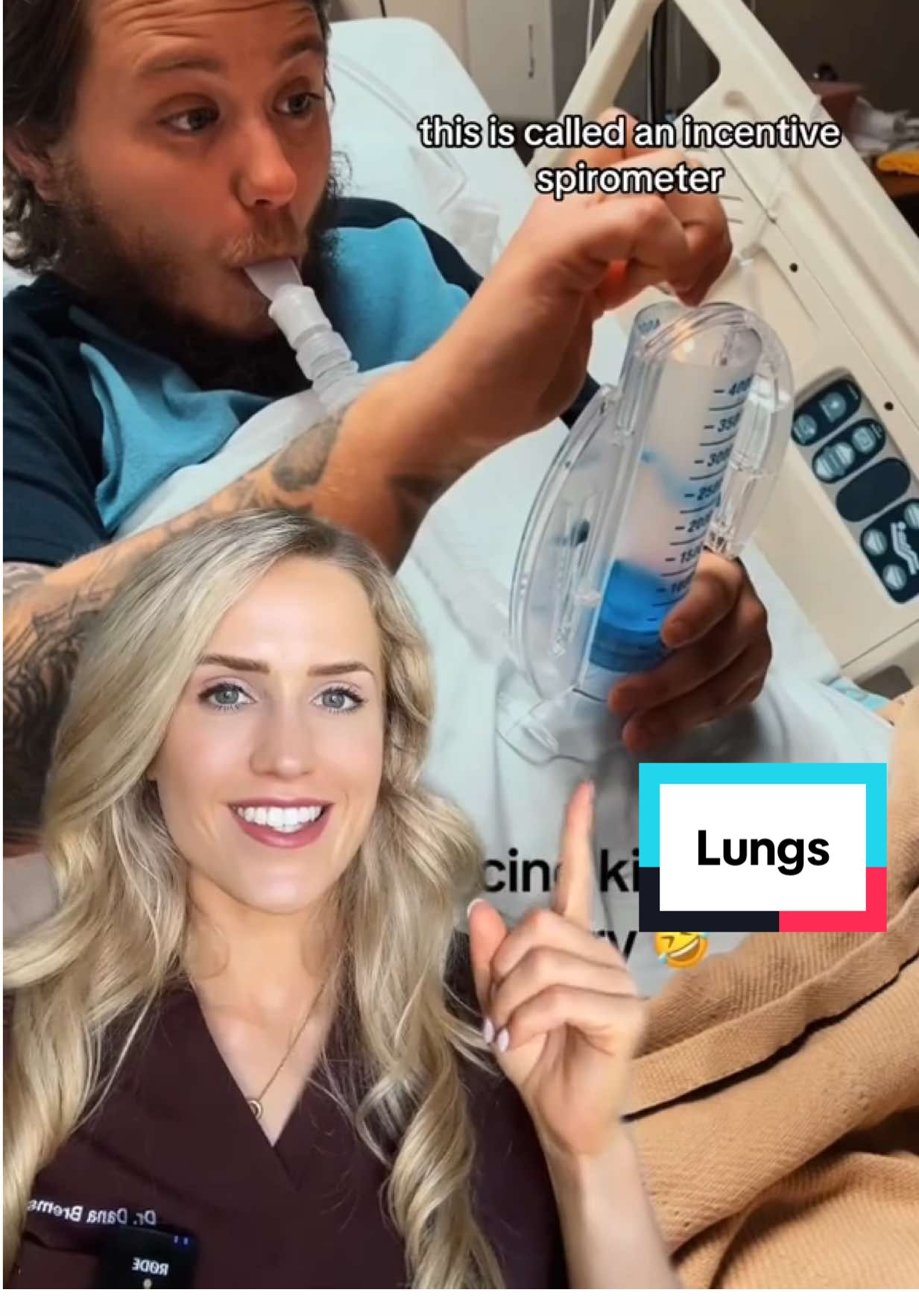 This isn't what it looks like 😂 🎥 @ashley_leona94 #incentivespirometer #surgery #postoprecovery #medical