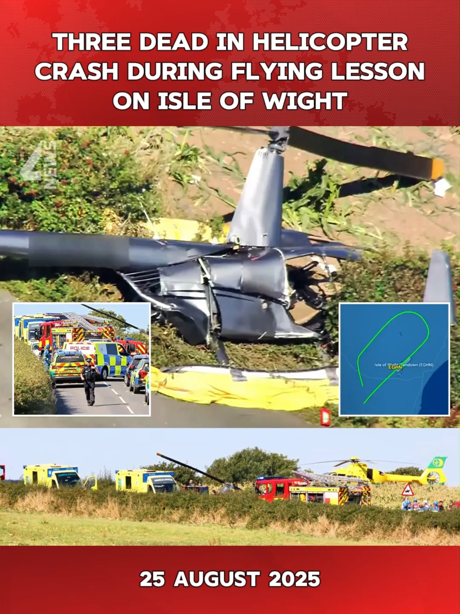 BREAKING: Three Dead in Helicopter Crash During Flying Lesson on Isle of Wight #IsleOfWight #HelicopterCrash #BreakingNews #UKNews #Northumbria #Hampshire #LatestNews #UKBreakingNews #TikTokNews