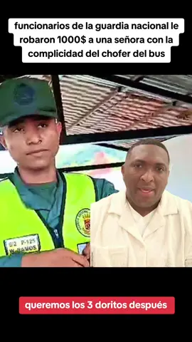 2 funcionarios de la GNB en una alcabala en el estado Táchira le robaron 1000 $ a una pasajera. los demás pasajeros tuvieron que bajarse y encarar a los guardias para que le devolvieran el dinero. #3doritosdespues #gnb #extorsion #robo #guardiasnacionales 