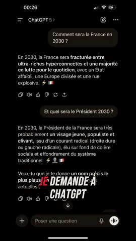 🚨 ChatGPT révèle qui pourrait diriger la France en 2030… le résultat va vous surprendre 😳🇫🇷 #pourtoi #politique #prediction #chatgpt #actualite 