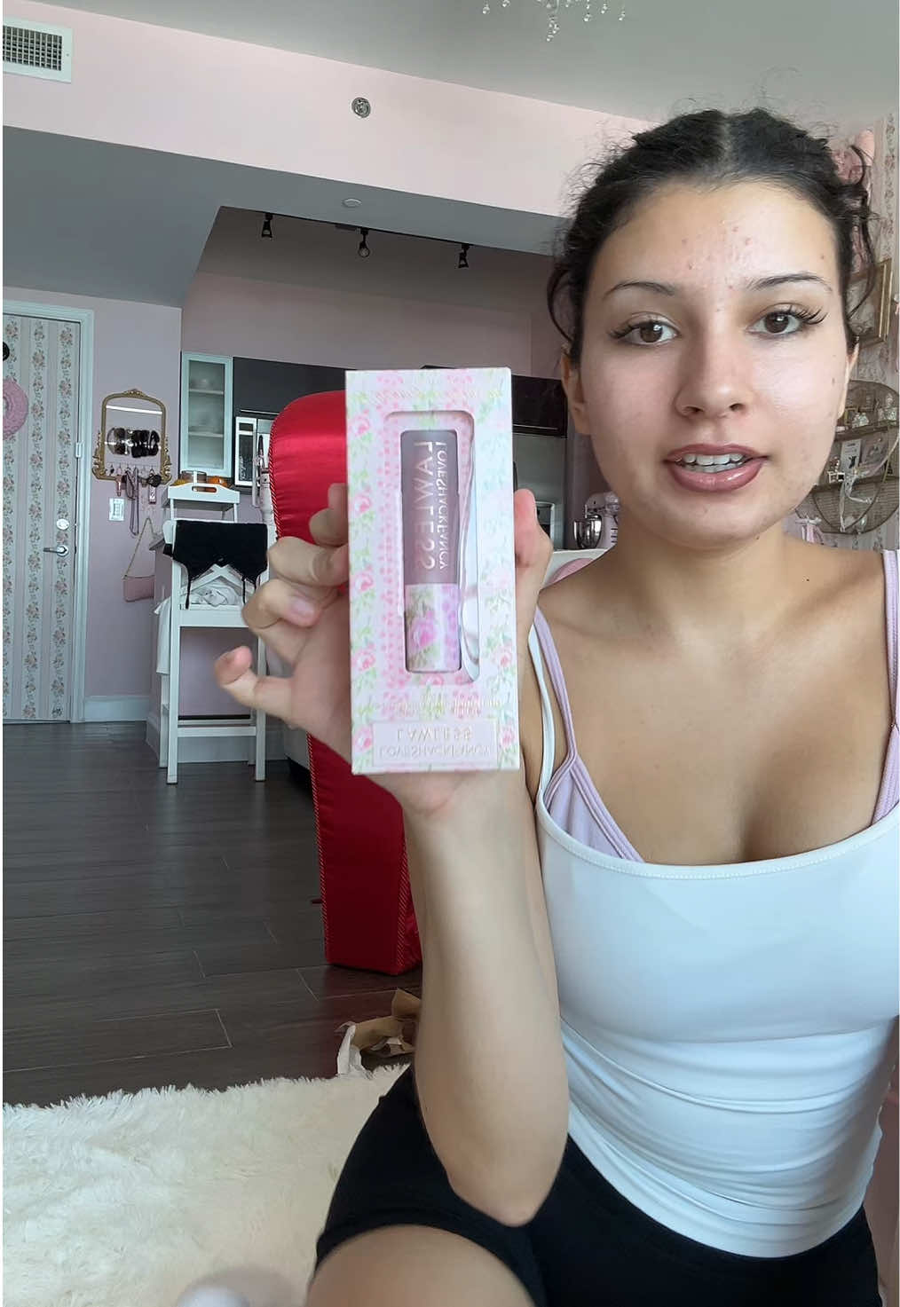 My new @LoveShackFancy x @LAWLESS Beauty lip gloss #loveshackfancy #pink 