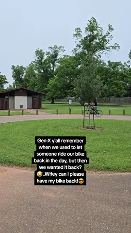 Wifey, I know you're having fun but can I please have my bike back now?🤣 #genx #iykyk #memories #bikes #fun 