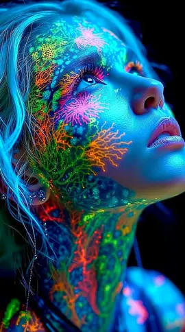 Colorful faces , bioluminescence and fractal paterns