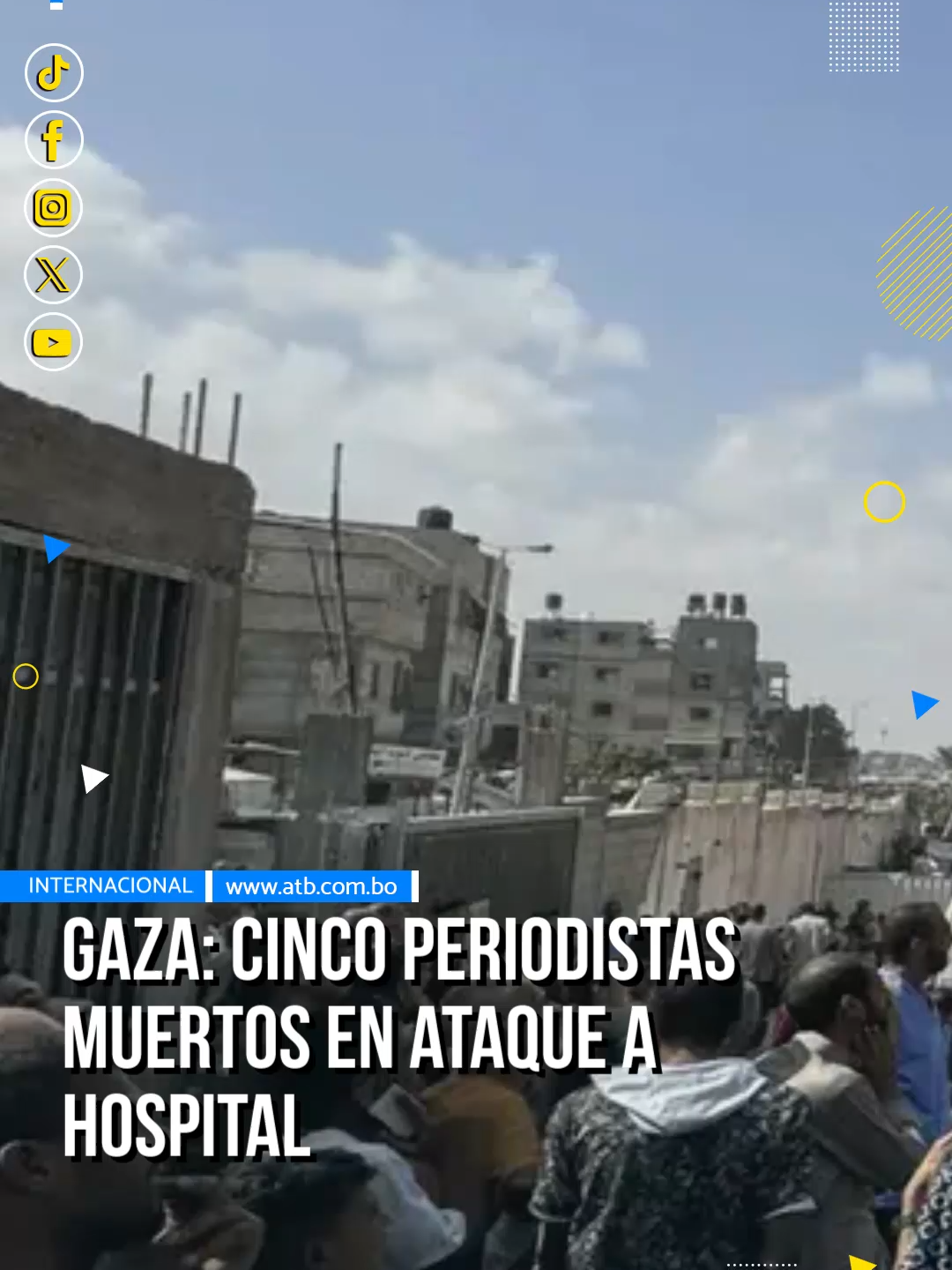 Según asegura un comunicado del Gobierno de Gaza, hay veinte víctimas mortales, entre ellas varios periodistas que trabajaban para agencias de noticias y televisiones internacionales, en el ataque de Israel contra el hospital Nasser el lunes 25 de agosto.  Cuatro de los informadores f4llec1dos son: Hossam Al Masri (camarógrafo de la agencia de noticias Reuters), Mohamed Salama (camarógrafo de la cadena catarí Al Jazeera), Mariam Abu Daqqa (informadora de la agencia AP, entre otros medios) y Moaz Abu Taha (reportero de la cadena estadounidense NBC). La propia agencia de noticias Reuters informa de que, además de su camarógrafo mu3rt0, otro fotógrafo, Hatem Khaled, ha resultado herido. Por su parte, la televisión catarí Al Jazeera confirmó la mu3rt3 de uno de sus periodistas en Gaza. Según publica en X la cadena, el fotoperiodista y camarógrafo Mohammad Salama falleció en el bombardeo israelí contra el hospital Al Naser en Jan Yunis. #ATBDigital #ATBNoticias #ATBInforma #ATBInternacional