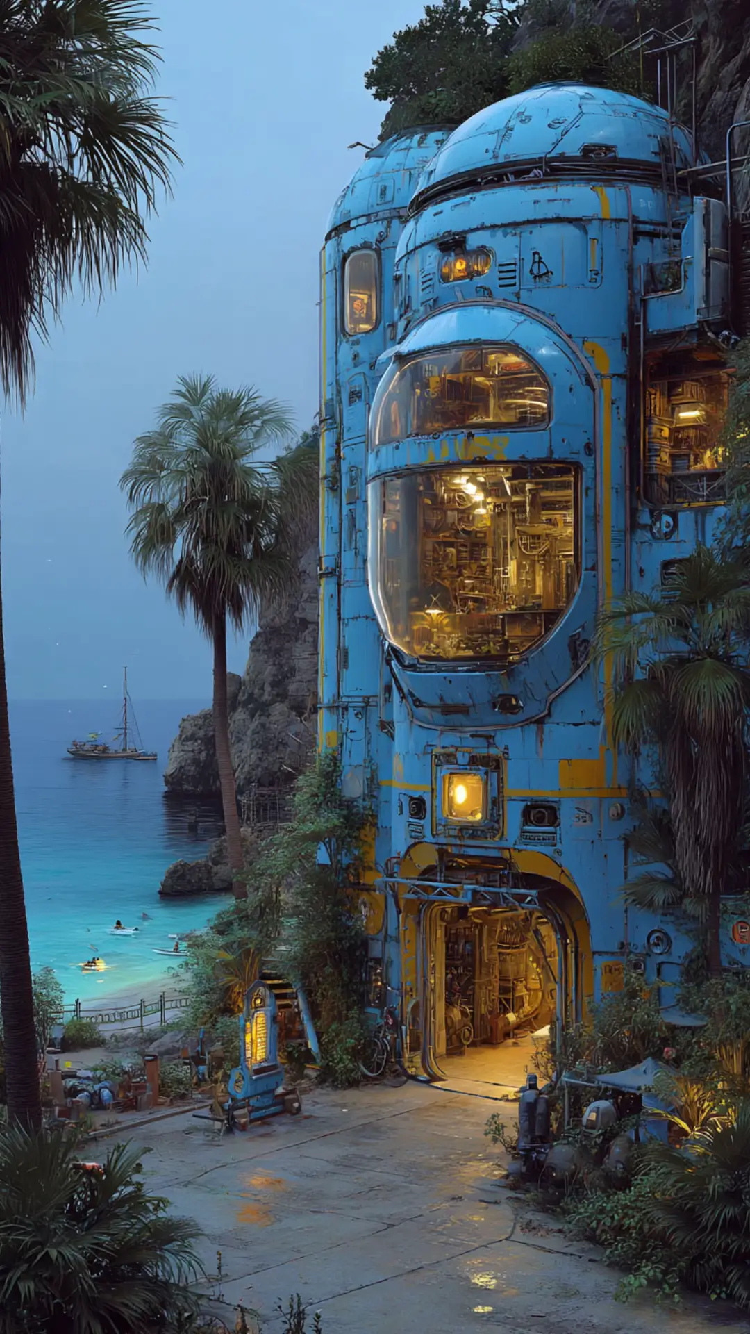 This time, step into a fantasy of nature and technology combined. Would you want to live here? #cyberpunk #solarpunk #nostalgia #aestheticvibes #futuristic 