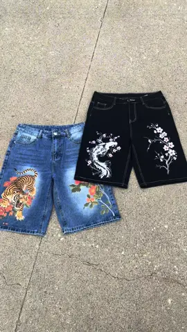 releasing these beauties on Sept 1st… #jorts #backtoschool #denimshorts #printed #embroidery 