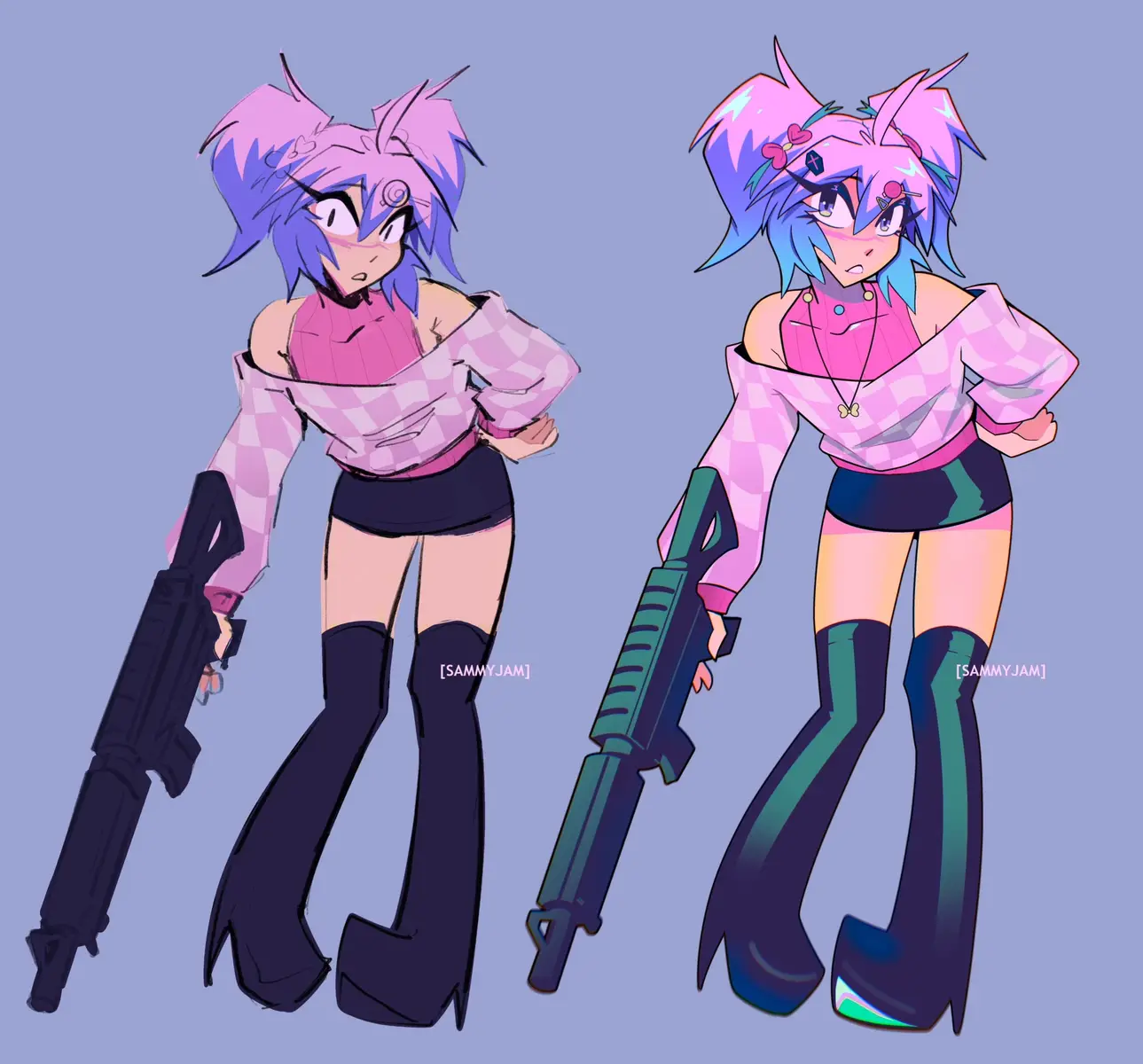 sketch vs rendered vs full piece #originalcharacter #oc #femboyoc #feminineboy #assassinoc 