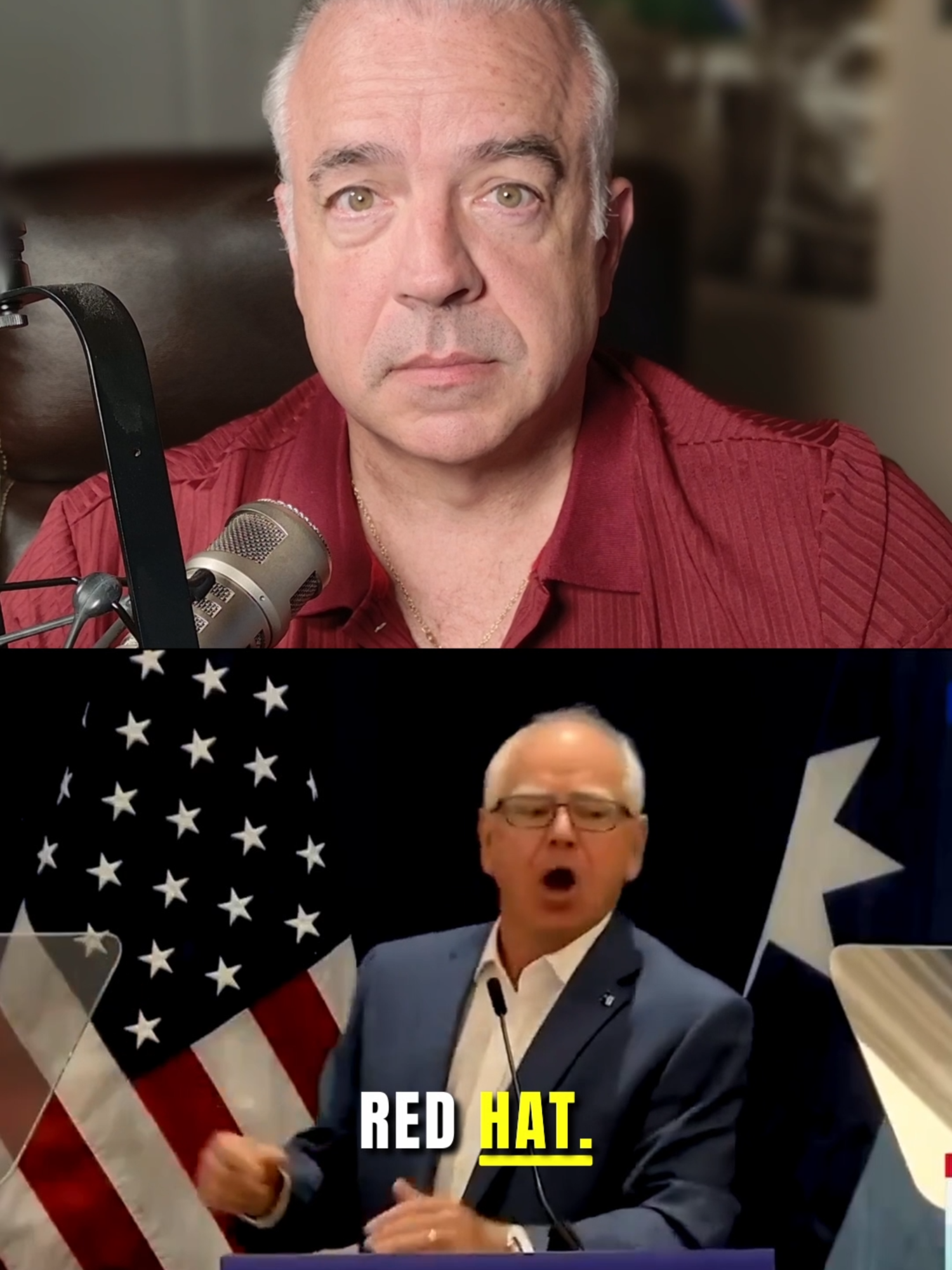 Tim Walz shows how the president lives rent-free in his head.  He had a fit about a hat and flag.  You can't make this up from the Minnesota governor. #news #walz #timwalz#trump #fyp