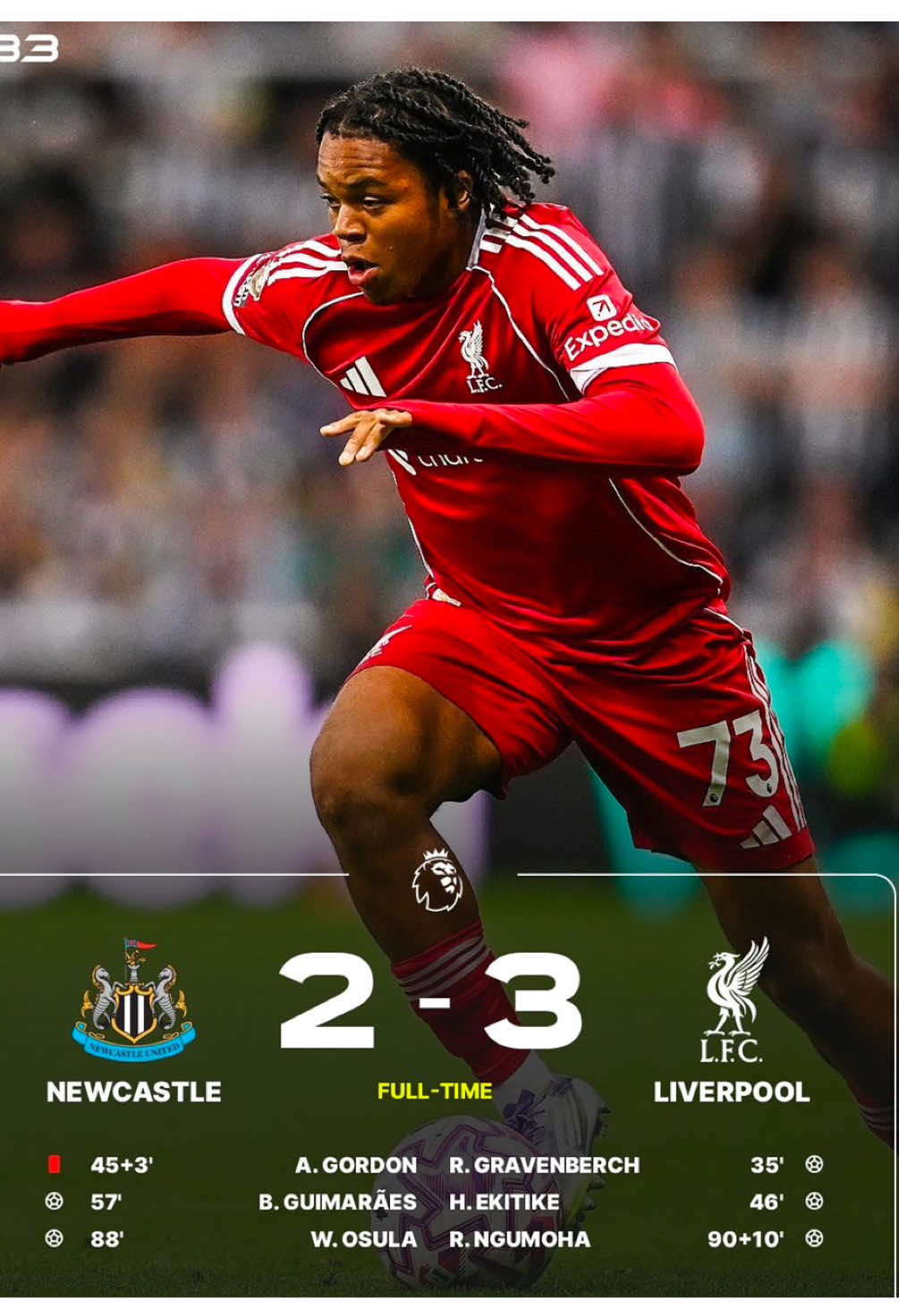 Newcastle vs Liverpool. Newcastle, respect 👏🏻👏🏻#PremierLeague 