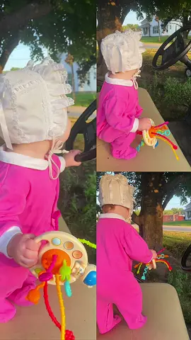 She’s gonna love riding on the golf cart just like her brothers. We have to get a new battery first. Catch her riding around town in style. 🥰