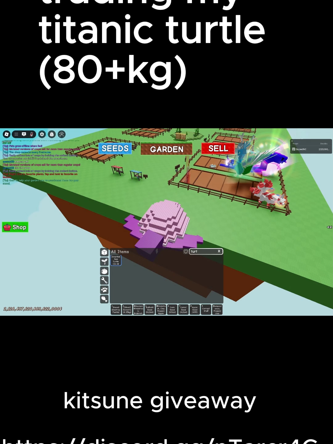 trading my titanic turtle. join the discord for chance to kitsune and 15sec titanic turtle#fyp #viral #gaming #growagarden #robloxgrowagarden #growagarden🥒🌶🍅 #trading #robloxfyp #please #glitch #growagardenglitch #tutorial #gag #sab #crosstrading #stealabrainrot