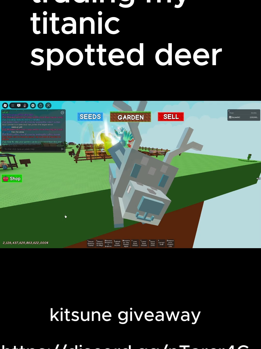 trading my titanic spotted deer. join the discord for chance to kitsune and 15sec titanic turtle#fyp #viral #gaming #growagarden #robloxgrowagarden #growagarden🥒🌶🍅 #trading #robloxfyp #please #glitch #growagardenglitch #tutorial #gag #sab #crosstrading #stealabrainrot