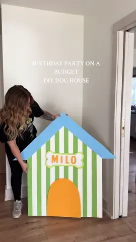 Birthday party on a budget is back with your favorite medium crafty type b mom! We’re making a DIY dog house out of poster board today but this could easily be done with cardboard that you may have laying around. #DIY 