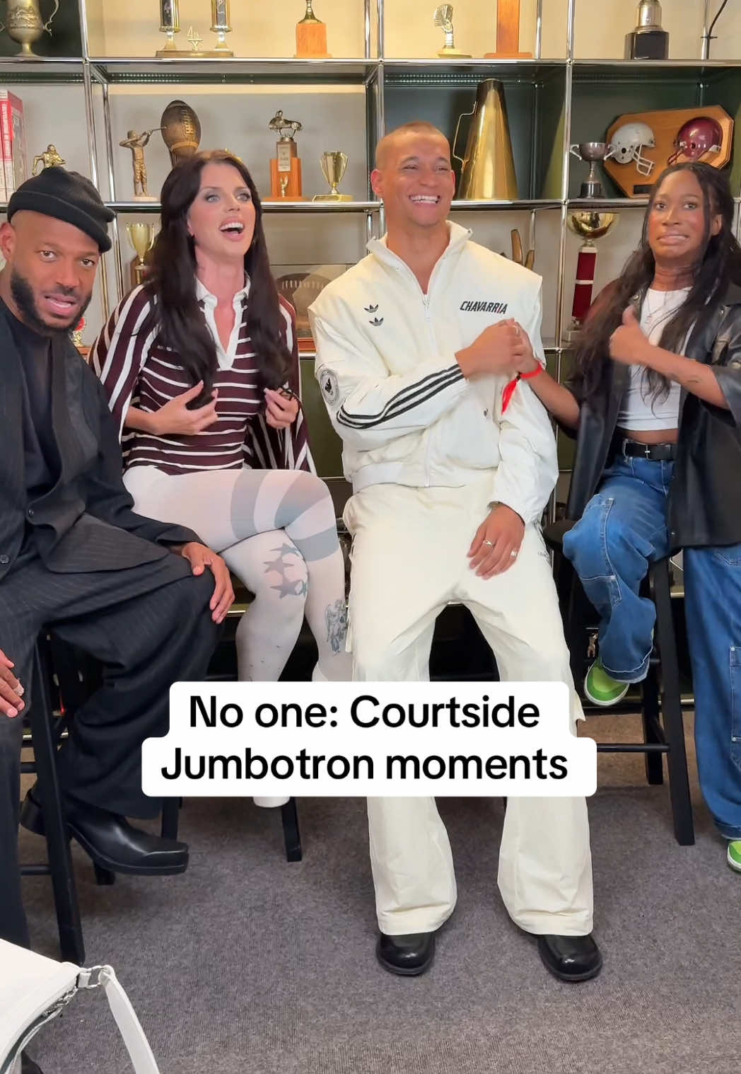 Sitting courtside with HIM! Getting their reactions up close with the Jumbotron! #HIMPartner @HIM @Monkeypawproductions @Julia fox @Tyriq Withers @Marlon Wayans 