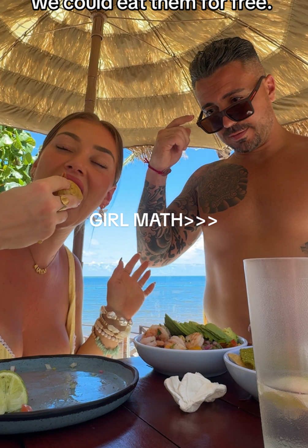 The only math that makes sense is girl math & he’s starting to really get it (finally!!!)  All inclusive = freee duh 🙄  #girlmath 