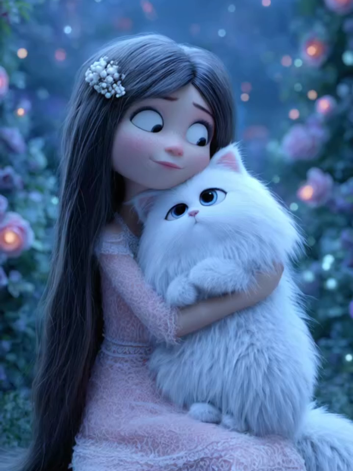 Snuggles Under the Stars 🌌🐾 #fluffycat #cuddlebuddy #livewallpaper #cozy #catlovers #adorablemoments #cuddlemood #fantasyvibes #aivideo #cutevibes #fyp