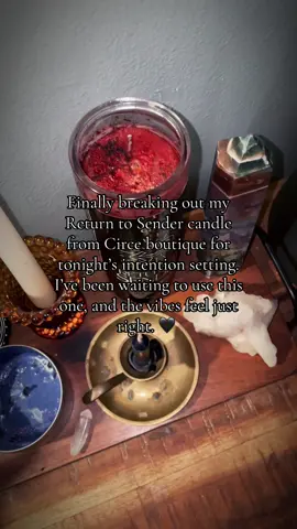 Finally breaking out my Return to Sender candle from Circe boutique for tonight’s intention setting. I’ve been waiting to use this one, and the vibes feel just right. 🖤 #witchtok #candlemagic #energywork#CapCut 