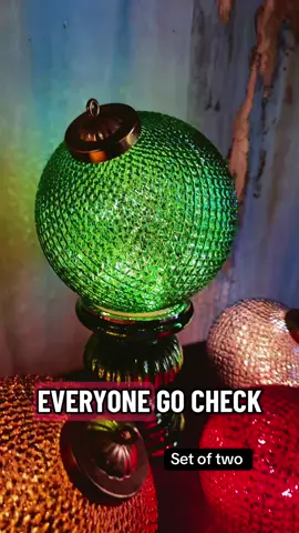 8” illuminated diamond cut glass ornaments with a built in timer, six hours on and eighteen hours off. You can set the lights to twinkle or steady. Click the link above. #christmasdecor #holidays #diamondcut #glassornament #illuminate 