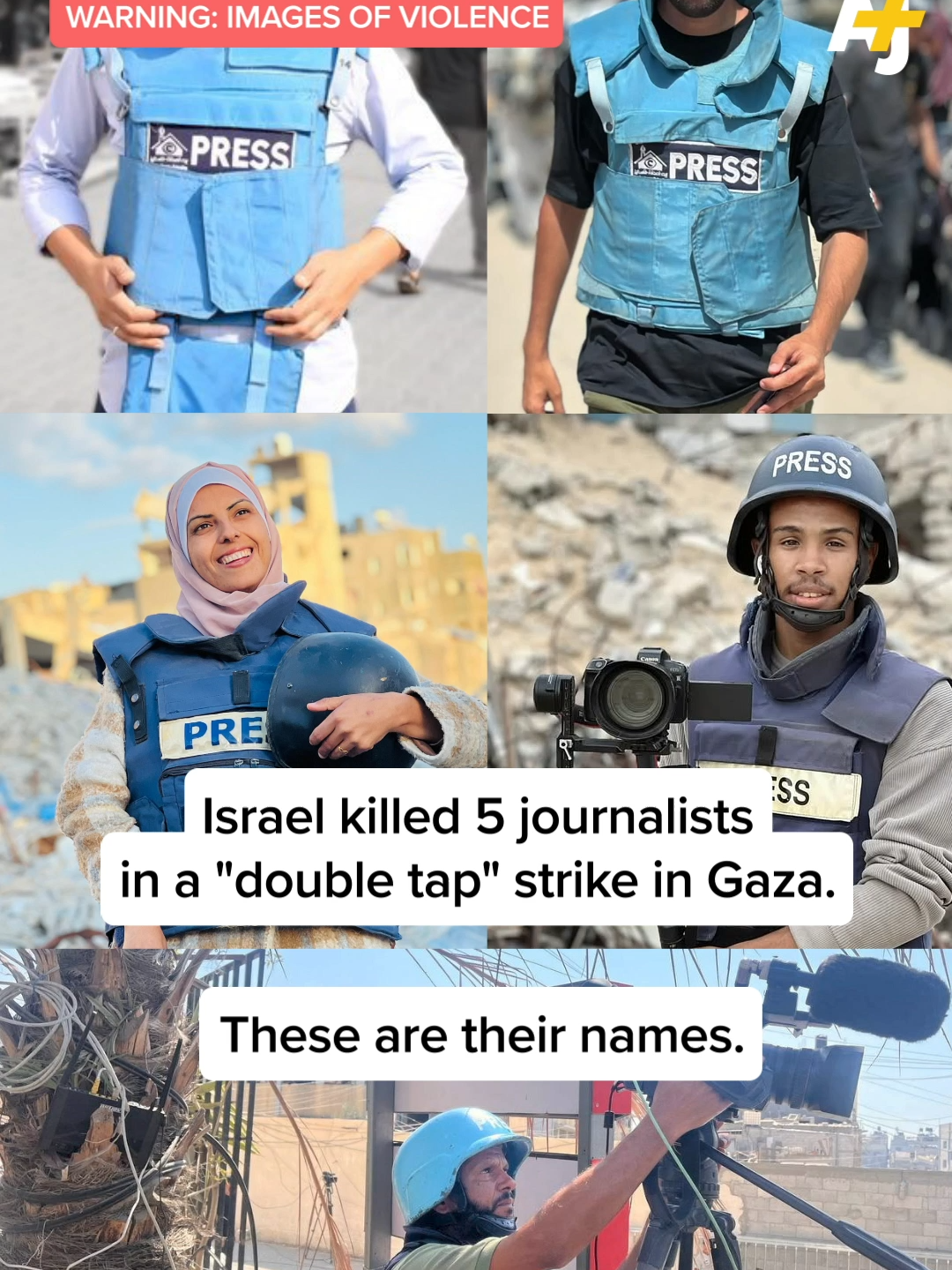 These are the 5 Palestinian journalists Israel killed in a “double tap” strike on Gaza’s Nasser Hospital.    #Gaza #Palestine #Journalists #PalestinianJournalists #Israel