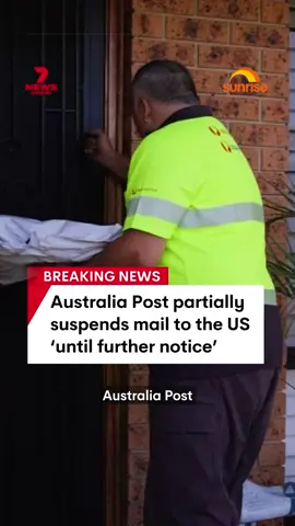 Australia Post will temporarily partially halt sending parcels to the US ahead of the Trump administration’s changes to tariffs on imports. As of Monday, businesses will no longer be able to send postal goods to the United States and Puerto Rico until further notice. Those using Business Contract and My Post Business will be most impacted, with gifts under $US100 ($A154), letters and documents not affected. #AusPost #parcels #US #tarrifs #mail #breakingnews