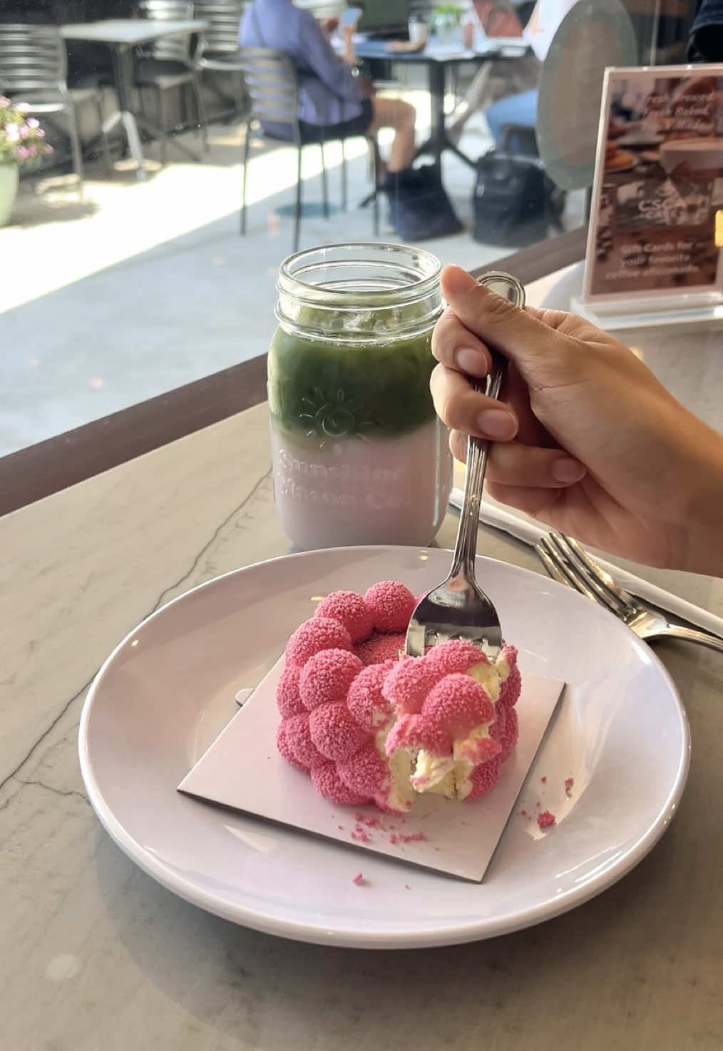 went to @CSCA Cafe for the strawberry matcha & raspberry vanilla entrement… left with a new fav cafe spot at home in Cambridge, MA! staff was so friendly & the location is tough to beat… try the mango dessert too! 🍵🍰 #matcha #cafe #cambridge #pastries #boston 