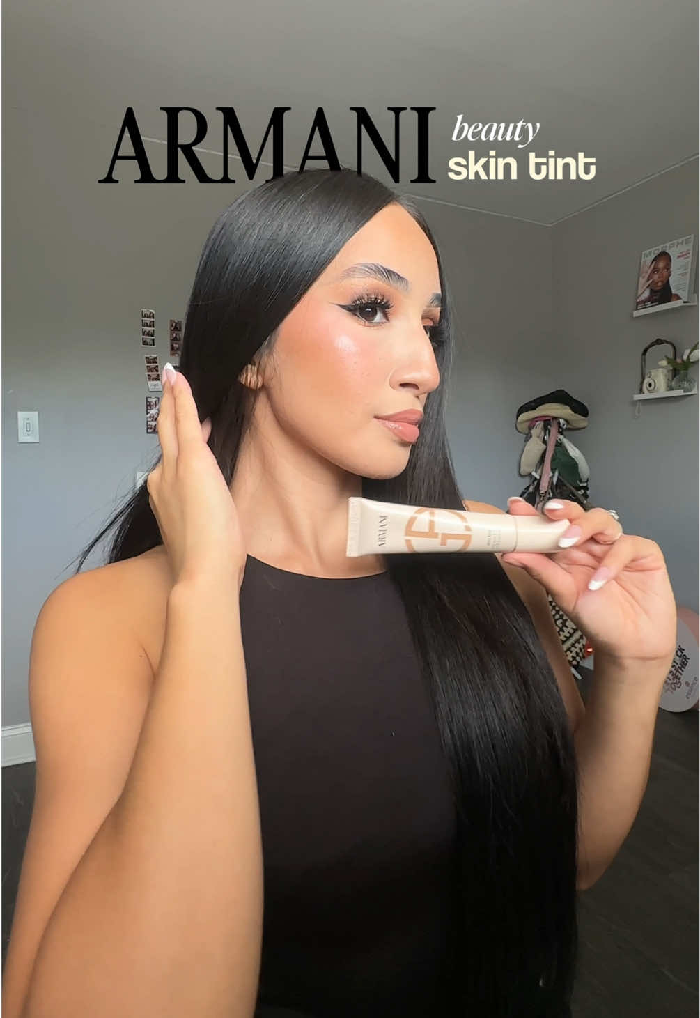 so glowy and hydrating 😫🖤 using shade “L4” @Armani beauty @sephora #skintint #makeuptok #makeup #giftedbyarmani #armanibeauties #armanimakeup #nashvilleinfluencer 