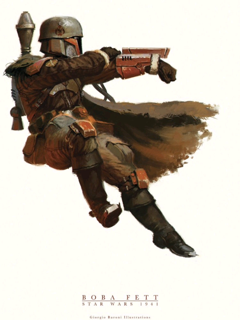 Boba Fett: 1941. Costume worn by Axures_Props_ on IG. Also inspired by the custom figure by @D.woon Customs also inspired by the master mind behind the original art by Giorgio Baroni.  #starwars #bobafett #bobafett1941 #bobafettcosplay #ww2 
