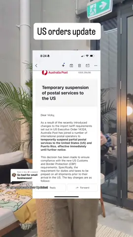 Replying to @Nina 💌its definitely a blow to small biz 😔— and Australia post has officially now suspended shipping to US until they’ve got it figured out.  #matcha #SmallBusiness #tariff 