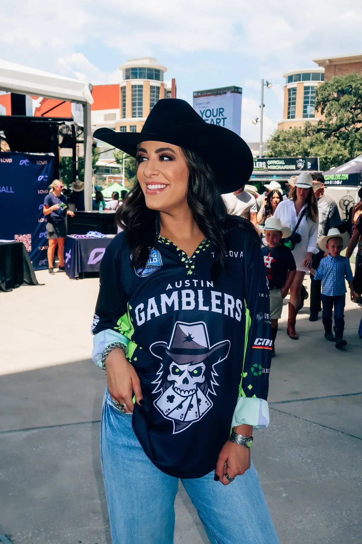 GAMBLER DAYS ARE THE BEST DAYS 💚 Love being a part of the @austin_gamblers family and obsessed with my custom jersey. We took the W home with a killer game Sunday bringing a team win on our team games weekend. Thank you @pbr and @Austin Gamblers for the best time in my home state.  Just have to say not only do the Gamblers have the best fans, I have to say we have some of the best athletes in Bull riding too. Had the best weekend with the best in the league 💚🖤 #austin #austintx #austintexas #austingamblers #pbr             