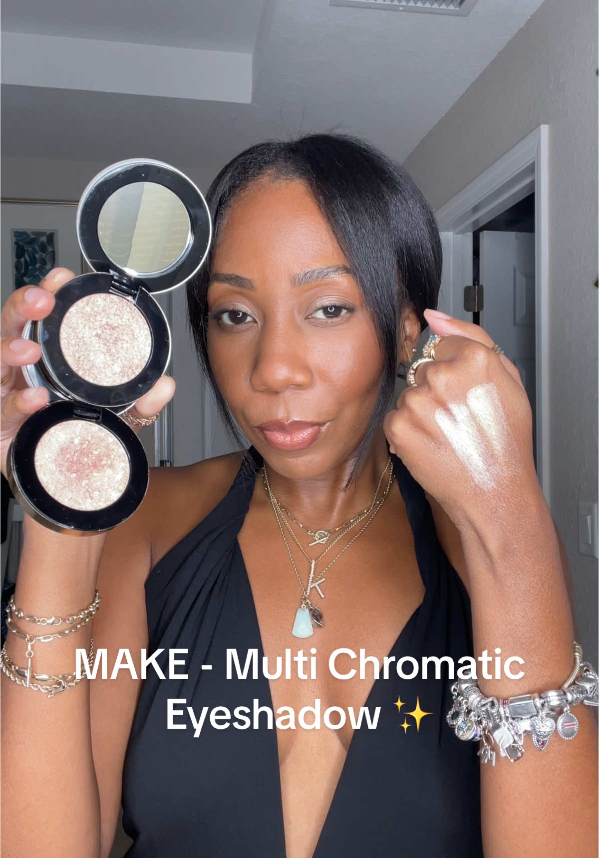 MAKE Beauty’s Multi- Chromatic Eyeshadow are beautiful & effortless. One step shadow for that reflective, “wet”eye look!  Creamy yet pigmented with 12 shades. I see why it SOLD OUT twice✨Now’s your chance to try! #makebeauty #eyeshadow #makebeautyeyeshadow #eyeshadowtutorial #viralmakeup #eyeshadowlook #multichromaticeyeshadow #turah21  