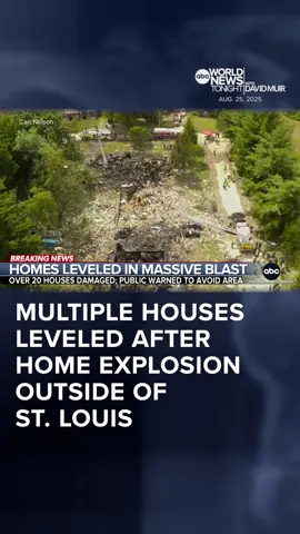 Multiple homes were leveled after a powerful #explosion in a #neighborhood north of #StLouis, #Missouri. At least three people were injured, and more than 20 properties were damaged. Mola Lenghi reports. #WorldNewsTonight #News