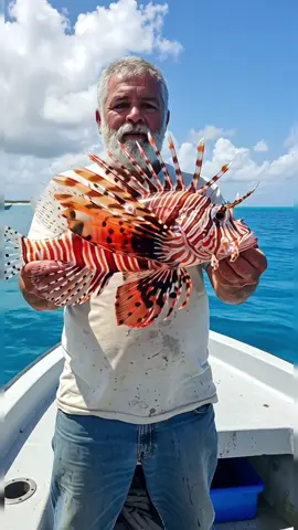 Holding a Wild Lionfish — Beautiful But Deadly! 🦁🐡 #OceanPredator 