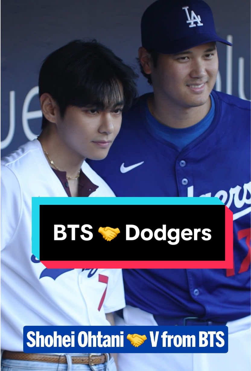 V from BTS meets Shohei Ohtani ahead of his Dodgers first pitch! ⚾ #BTS #BTSArmy #방탄소년단 #Taehyung
