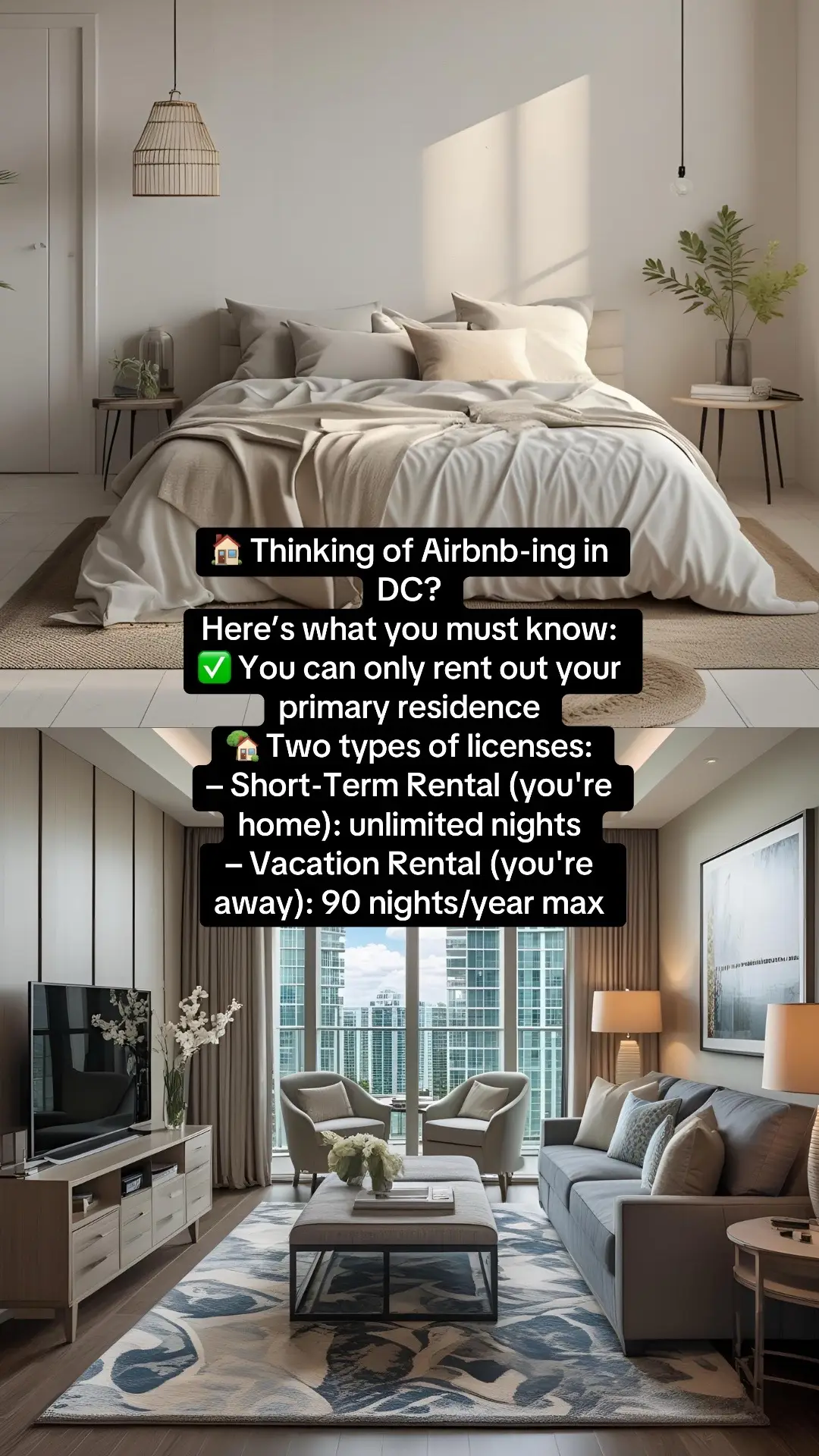 So you wanna Airbnb your place in DC? Heads up: You’ll need a license, some safety upgrades, and yep—your house has to be your actual home. Oh, and forget renting full-time if you're not there. Know the rules before you list 👇 #AirbnbHost #DCRentals #ShortTermRentalTips #realestate #fyp 