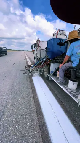 Fresh runway centerlines✈️ #fyp #foryoupage #paint #linestriping #airport 