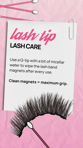 🧼 Magnet lashes not sticking? Clean ‘em! ✨ Grab micellar water + a Q-tip to swipe off leftover liner. Fresh band = stronger hold 💖 #LashTips #MagneticLashes #GRWM #FullOutGlam