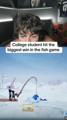 College student hit the biggest win in the fish game #collegestudent #fishing #kickstreaming 