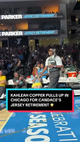 Kahleah Copper pulls up in Chicago to celebrate Candace Parker’s jersey retirement night 🌟 #WNBA #kahleahcopper #candaceparker 
