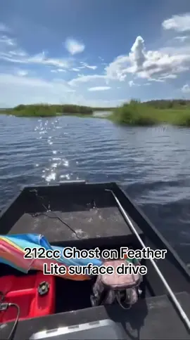 212cc Ghost engine gets 10’ boat to 20mph 😳💨 The 4-7.5hp Feather Lite surface drive kit will be back in stock shortly with a pre order option soon! #mudmotor #mudmotors #mudboat #mudboats #surfacedrivemudmotor    