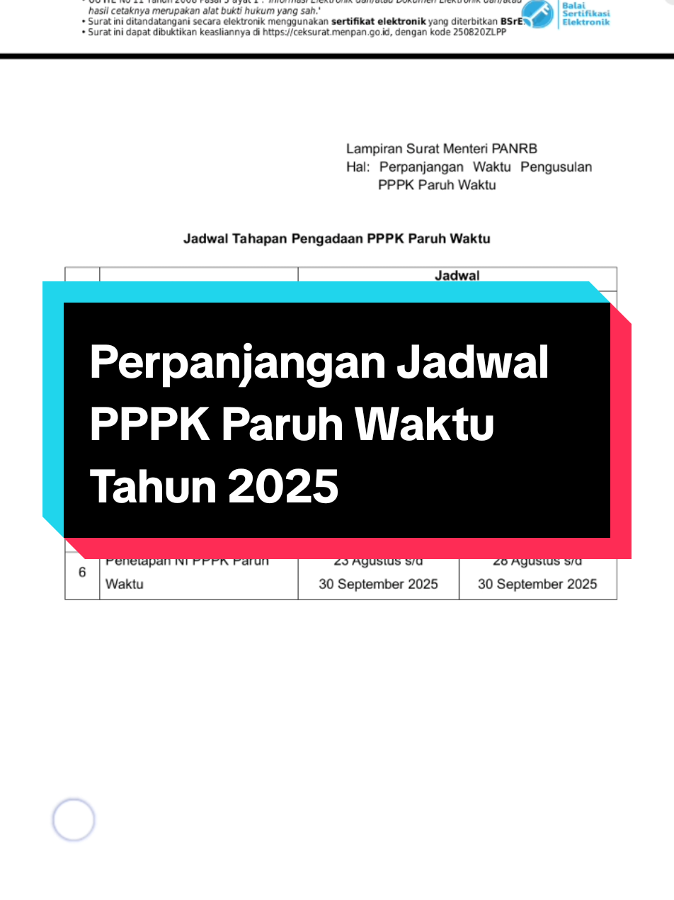 Perpanjangan Jadwal PPPK Paruh Waktu Tahun 2025 #p3kparuhwaktu  #p3kguru #menpanrb #pppkguru #fypシ @Guru Indonesia Merdeka @Ruangguru - Official @Ruang GTK @ppggurutertentu @PPG INFORMATIVO 