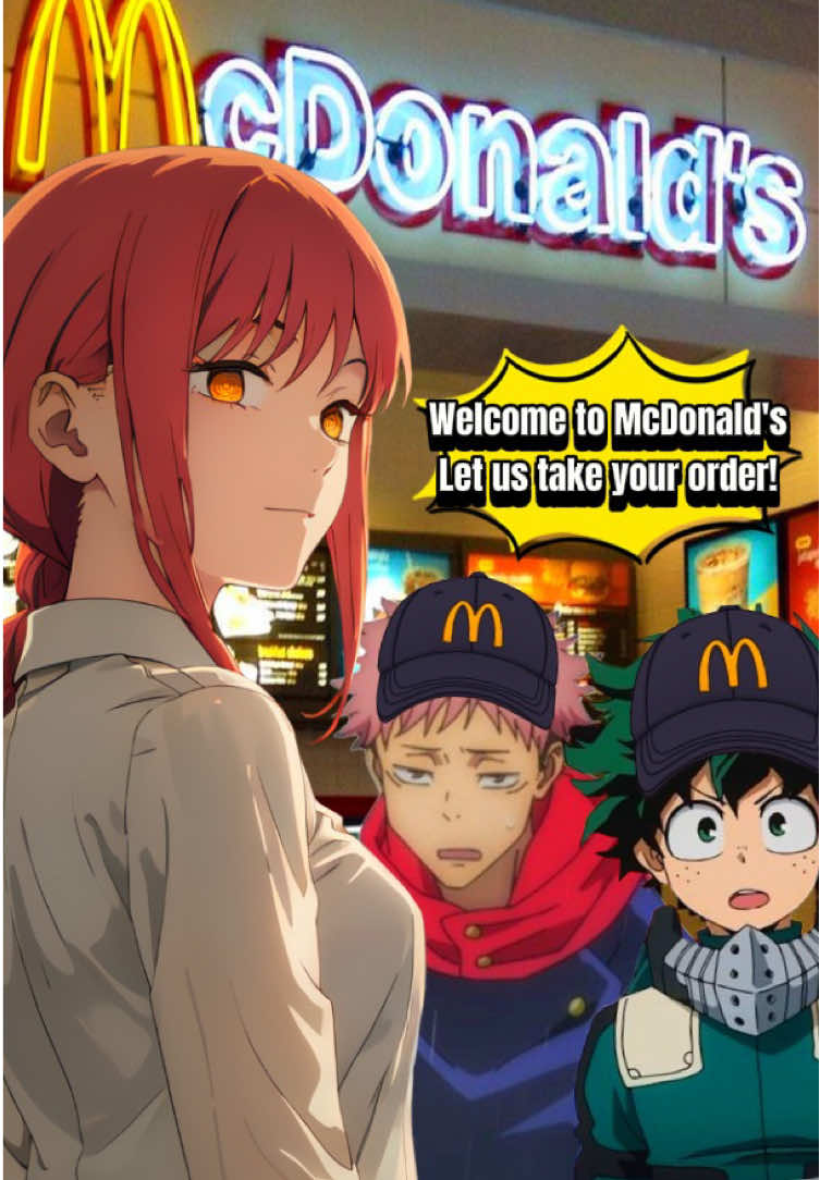 Makima visits @McDonald’s for the first time and things get really crazy really fast😂 Comment who you want to see next and they *might* show up🔥 #chainsawman #jujutsukaisen #myheroacademia  #mcdonalds #anime 