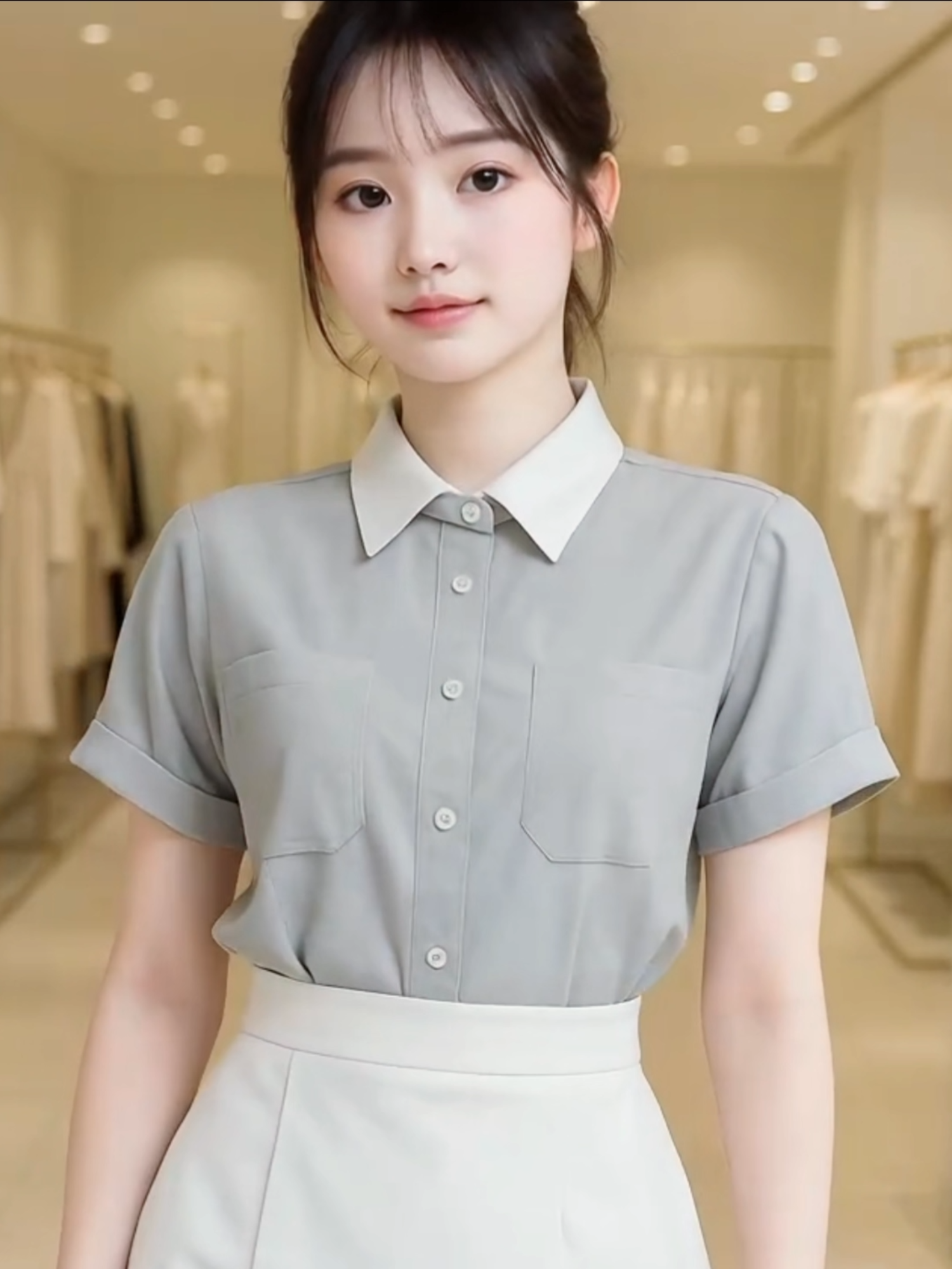 Áo sơ mi sọc phối bâu trắng tay ngắn phù hợp đi chơi đi làm #aosominu #aosomitayngan