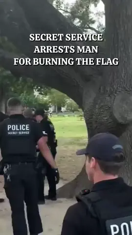 Despite SCOTUS declaring this an act of protected speech, Trump’s secret service has started arresting people for burning the flag. #trump #fascist #flag #americanflag #secretservice 