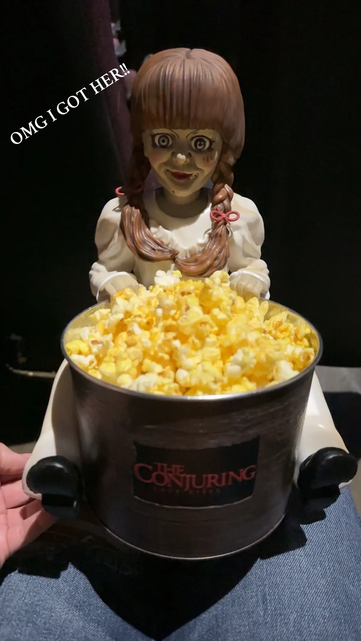 I didn’t know if I was going to be able to snag one or not but just look at her! 🥹 #theconjuring #annabelle #popcorn #fyp 