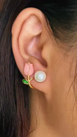 Tulip Pearl Earrings 🌷#tulipsearrings #earrings #tulipearrings #tulippearlearrings 