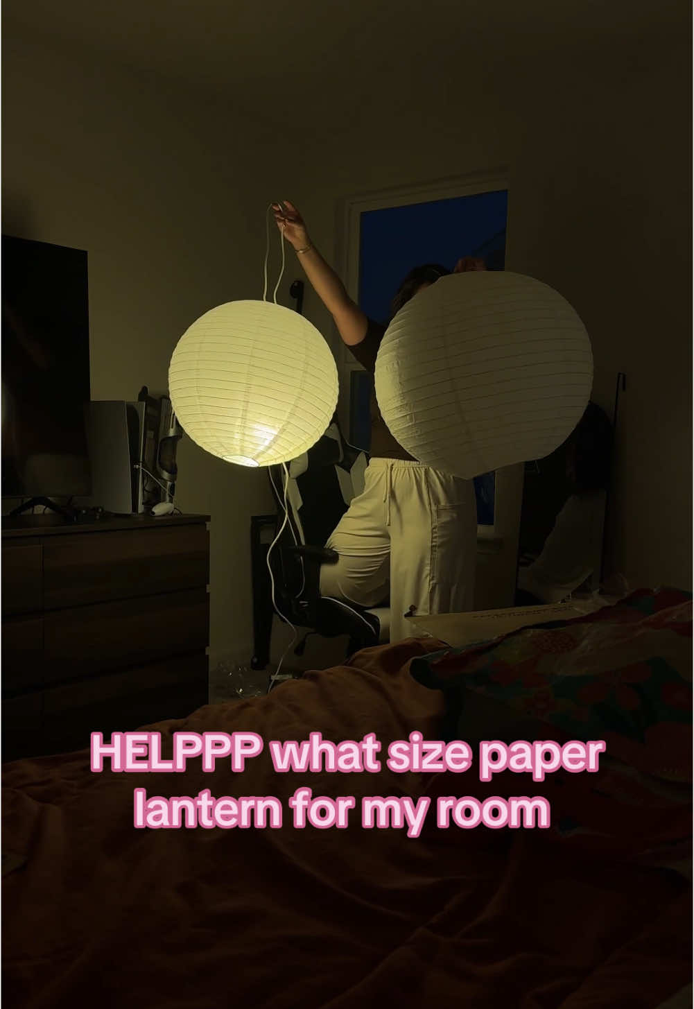 PLEASE help me bc u can’t decide #paperlantern #masterbedroom #roomdecor #interiordesign #moody 