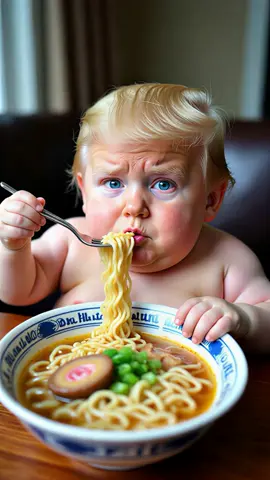 Baby Trump noodles . ASMR #fyp #baby #ASMR #funny #cute 